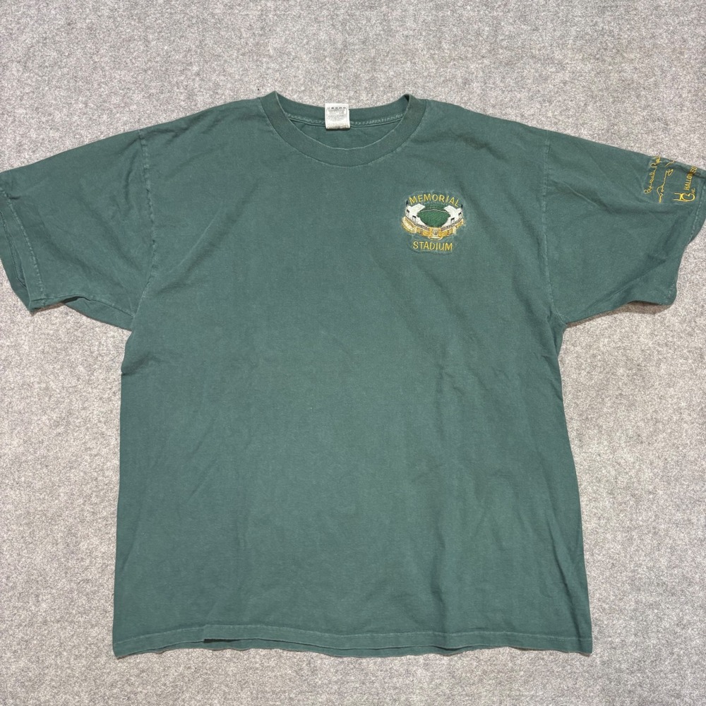 Fruit of the Loom Memorial Stadium Embroidered Tee Green Mens XL Vintage Style